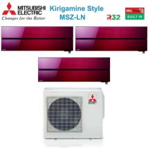 Trial split inverter air conditioner series kirigamine style msz-ln 9+9+12 avec mxz-3f54vf ruby red r-32 wi-fi integrated colour red 9000+9000+12000