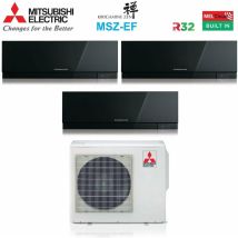 Trial split inverter climatiseur série kirigamine zen black msz-ef 7+7+15 avec mxz-3f68vf r-32 wi-fi intégré couleur noir 7000+7000+15000