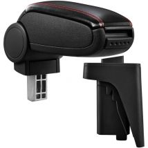 Pro.tec - Mittelarmlehne Audi A3 8P mit Staufach Kunstleder Schwarz mit roten Nähten