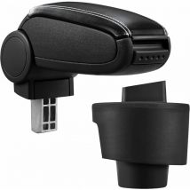 Pro.tec - Mittelarmlehne Seat Ibiza mit Staufach Kunstleder Schwarz mit weißen Nähten