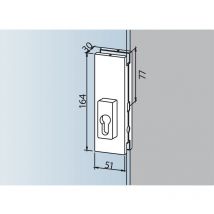 Dormakaba - Mittelschloss us 20, PZ-vorgerichtet, Glasstärke 10 mm, Alu silber eloxiert (03.215) Glastürbeschlag - Zubehör