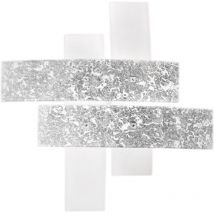 Gea Luce - Mittlere Deckenleuchte Lara aus weißem Glas mit Blattsilberdetails, 70 x 70 cm, 2 E27-Leuchten, IP20, max. 2 x 70 w, moderner Stil, ohne