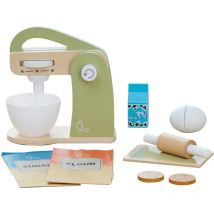 Mixer in legno con accessori per cucina giocattolo Little Chef Frankfurt - Verde - 10 pz
