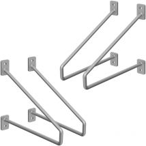 Ml-design - 4 Stück Regalhalterung, 220 mm, Silber, aus Stahl, Haarnadel Regalhalterungen, Schwebe Regalwinkel, Hairpin Wandhalterung, Regalträger