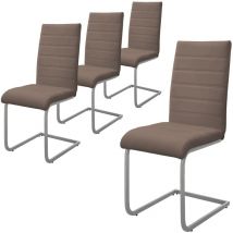 Esszimmerstühle 4er Set, Braun, Schwingstuhl, Freischwinger Stuhl mit hoher Rückenlehne, Ergonomische Küchenstühle aus Kunstleder & Metall, Moderner