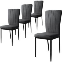 ML-Design Esszimmerstühle 4er Set mit Samt-Bezug, Grau, Küchenstühle mit Rückenlehne, Polsterstuhl mit Metallbeinen, Ergonomischer Esstisch-Stuhl,