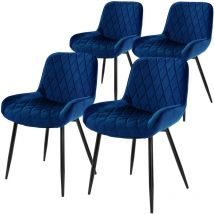 Ml-design - 4er Set Esszimmerstühle Esszimmerstuhl mit Rücken- und Armlehnen, Dunkelblau, Samt Sitzfläche, Metallbeine, Küchenstühle Küchenstuhl