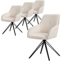 Ml-design - Esszimmerstühle drehbar 4er Set, Textil Webstoff, Creme, Wohnzimmerstuhl mit Armlehne/Rückenlehne, 360° Drehstuhl, Polsterstuhl mit