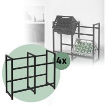 4x Étagère pour Caisses de Boissons 4 Caisses, 91x31x75,5 cm, Acier, Indépendante, Étagère sur Pieds pour Caisses de Boissons, Support Rangement de