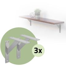Ml-design - 6 Pezzi Staffe per Mensole Pesanti 180x180 mm Argento Alluminio Mensole Galleggianti a Parete Staffa a Muro Supporto Mensola Sospesa a