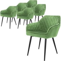 6er Set Esszimmerstühle Mit Armlehne Und Rückenlehne, Salbei, Küchenstuhl Mit Samtbezug, Polsterstuhl Mit Metallbeinen, Ergonomischer Stuhl Für 