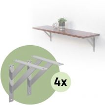 Ml-design - Lot de 8 Supports d'Étagère, 240 x 240 mm, Argent, en Aluminium, Robuste, Style Industriel, Équerre pour Étagères Murales Flottantes et