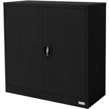 Armadio per Archiviazione con Serratura Nero 90x40x90 cm Acciaio Schedario 2 Ripiani Regolabili in Altezza Armadio per Ufficio a 2 Ante Mobiletto