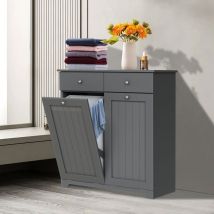 Ml-design - Armoire à Linge avec 2 Sacs à Linge Pliables, Gris, 75 x 37 x 90 cm, Collecteur avec 2 Tiroirs, Beaucoup d'Espace de Rangement, Coffre à