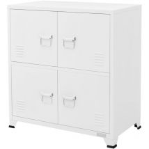 Ml-design - Armoire de Classement Blanche, 75x40x80,5 cm, Acier, Armoire de Bureau à 4 pieds, Vestiaire à 4 portes, 2 Compartiments Intérieurs,
