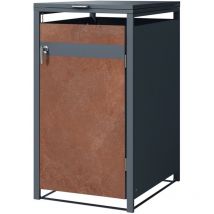 Ml-design - Box pour 1 Poubelle, jusqu'à 240L, 68 x 80 x 116,3 cm, en Acier, Anthracite/Aspect Rouillé Rouge-Brun, Résistant aux Intempéries,