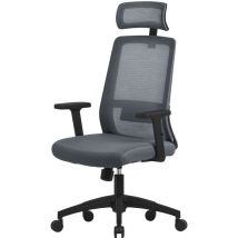 Ml-design - Bürostuhl ergonomisch, Grau, Mesh, Schreibtischstuhl mit Verstellbarer Lendenwirbelstütze, Kopfstütze & Armlehnen, Wippfunktion,