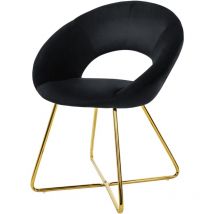Ml-design - Chaise de Salle à Manger en Velours, Noir, avec Dossier Rond, Assise Rembourrée, avec Pieds en Métal Doré, Coussin Epaissi, Fauteuil pour