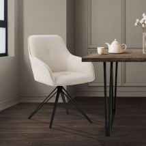 Ml-design - Chaise de Salle à Manger, Crème, en Textile Tissé, Chaise Rembourrée avec Accoudoirs et Dossier, Pivotante à 360°, Pieds en Métal,