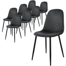 Ml-design - Chaise de Salle à Manger, Lot de 8, Anthracite, Revêtement en Velours, Pieds en Métal Noir, avec Dossier Ergonomique, Design Moderne,