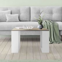 Ml-design - Couchtisch 65x65x40 cm, Eicheoptik-Weiß, Kufenbeine, Quadratischer Wohnzimmertisch, Beistelltisch ideal für Wohnzimmer und Büro,