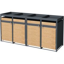 Ml-design - Cobertizo de Exterior para 4 Cubos de Basura de 240L 132x80x124 cm con Aspecto Alerce Mueble Cubrecontenedor de Acero Resistente con