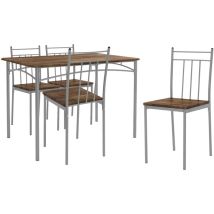 Esstisch mit 4 Stühlen, Vintage, Essgruppe Set 5-tlg für 4 Personen, Holz, Esszimmerstühle mit Metallbeinen, Küchentisch Set, Esszimmergarnitur,