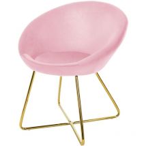 Ml-design - Esszimmerstuhl aus Samt, Rosa, Wohnzimmerstuhl mit runder Rückenlehne, Polsterstuhl mit goldene Metallbeine, Ergonomische Sessel für