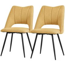 Ml-design - Esszimmerstühle 2er Set Senfgelb, Wohnzimmerstühle aus Stoffbezug, schwarze Metallbeinen, Küchenstühle mit Rückenlehne, Polsterstühle für