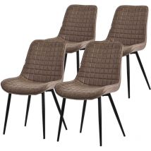 Esszimmerstühle 4er Set, Braun, Sitzfläche Aus Kunstleder Mit Schwarzen Metallbeinen, Küchenstühle Mit Rückenlehne, Wohnzimmerstühle, Polsterstühle 