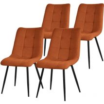 Ml-design - Esszimmerstühle 4er Set Orange, Wohnzimmerstühle mit Stoffbezug & schwarzen Metallbeinen, Küchenstühle mit Rückenlehne, Polsterstühle für