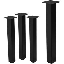 ML-Design Juego de 4 Patas de Mesa 72 cm Negro Brillante de Acero con Recubrimiento en Polvo, Perfil 8x8cm, Pies Regulables en Altura 1-4 cm para