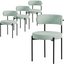Juego de 4 Sillas de Comedor Asientos Tapizados en Tejido Teddy Verde y Patas de Metal Negro Muebles Ergonómicos Elegantes Sillón de Diseño Moderno