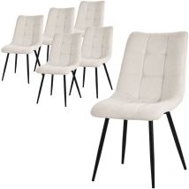 Ml-design - Juego de 6 Sillas de Comedor Color Beige Asiento Acolchado para Cocina o Salón con Funda de Tela y Patas de Acero Negro Sillón Tapizado