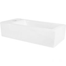 ML-Design Lavabo Blanco Rectangular 510 x 250 x 130 mm Lavamanos Angular de Cerámica sobre Encimera o de Pared con Agujero para Grifo a la Izquierda,