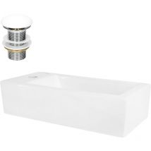 Luxebath - ML-Design Lavabo Blanco Rectangular 510 x 250 x 130 mm Lavamanos de Cerámica sobre Encimera o de Pared con Agujero para Grifo en Izquierda