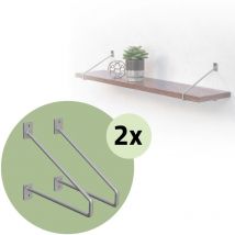 Lot de 4 Équerres d'Étagère 220 mm, en Acier, Argent, Style Industriel, Console Murale Decorative, Forme Épingle à Cheveux, Support Robuste pour