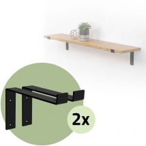 Lot de 4 Supports d'Étagère 25x4x14,5 cm, en Métal, Noir, Style Industriel, Forme de l, Équerre pour Étagères Murales à 90 degrés, Flottantes et