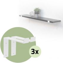 Lot de 6 Supports d'Étagère 20x4x14,5 cm, en Métal, Blanc, Style Industriel, Forme de l, Équerre pour Étagères Murales à 90 degrés, Flottantes et