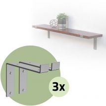 Lot de 6 Supports d'Étagère 20x4x14,5 cm, en Métal, Gris, Style Industriel, Forme de l, Équerre pour Étagères Murales à 90 degrés, Flottantes et