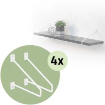 Lot de 8 Équerres d'Étagère 220 mm, en Acier, Blanc, Style Industriel, Console Murale Decorative, Forme Épingle à Cheveux, Support Robuste pour