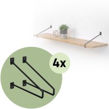 Ml-design - Lot de 8 Équerres d'Étagère 265 mm, en Acier, Noir, Style Industriel, Console Murale Decorative, Forme Épingle à Cheveux, Support Robuste