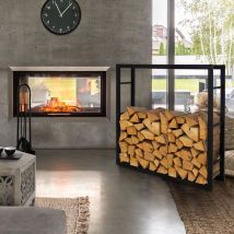 Ml-design - Rastrelliera Porta Legna 100x100x25 cm Scaffale Verticale in Acciaio Nero per Interno Esterno Resistente alle Intemperie Supporto in