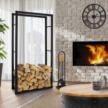 ML-Design Rastrelliera Porta Legna 80x150x25 cm Scaffale Verticale in Acciaio Nero per Interno Esterno Resistente alle Intemperie Supporto in Metallo