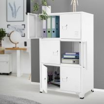 ML-Design Schedario da Ufficio 75x40x120,5 cm Bianco in Acciaio Mobile a 4 Gambe Armadietto in Metallo 6 Ante 3 Scomparti Interni Armadio Industriale