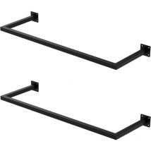Set 2x Percheros de Pared 90x30 cm de Acero Inoxidable Negro para Vestidor Armario Baño o Cocina, Barra de Almacenamiento hasta 50kg para Ropa