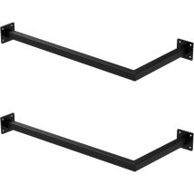 ML-Design Set 2x Percheros de Pared para Esquina 60 x 30 cm de Acero Inoxidable Negro Forma de L para Vestidor Armario Baño o Cocina Barra de