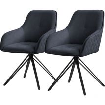 Set 2x Silla de Comedor Giratoria con Respaldo y Reposabrazos Asiento Antracita de Tela Tejida Tapizado con Patas de Metal Sillón Diseño Ergonómico