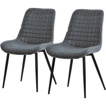 Ml-design - Set 2x Sillas de Comedor Antracita con Respaldo, Asiento Polipiel Acolchado Tapizado de Terciopelo con Patas de Metal Sillón de Diseño