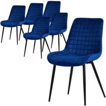 Ml-design - Set 6x Sillas de Comedor Azul Oscuro con Respaldo, Asiento Ergonómico Acolchado Tapizado de Terciopelo con Patas de Metal Sillón de